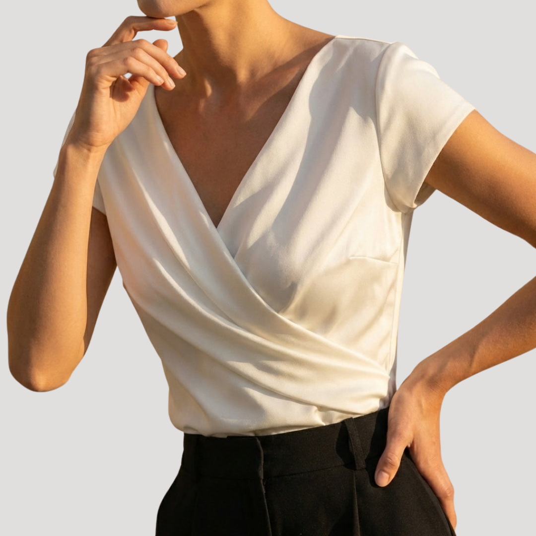 Elegante Overslagtop Met Korte Mouwen | Navando 