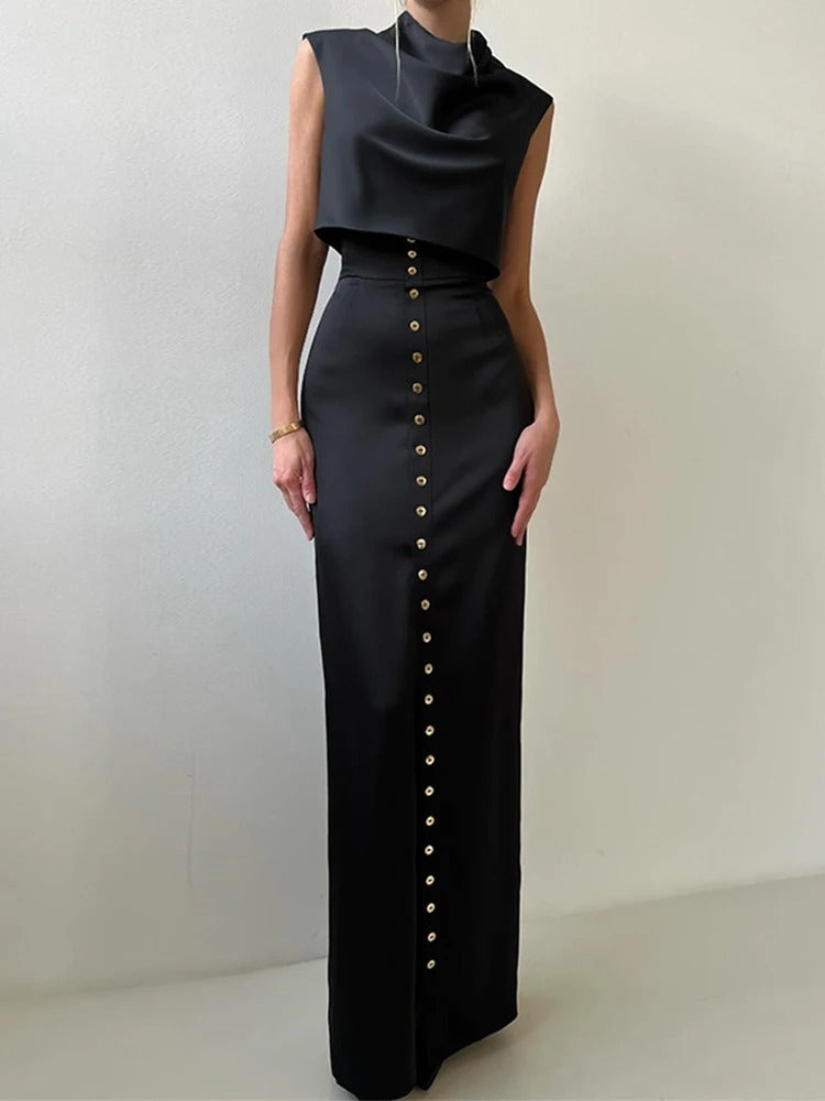 Elegante Tweedelige Set Met Maxirok | Navando