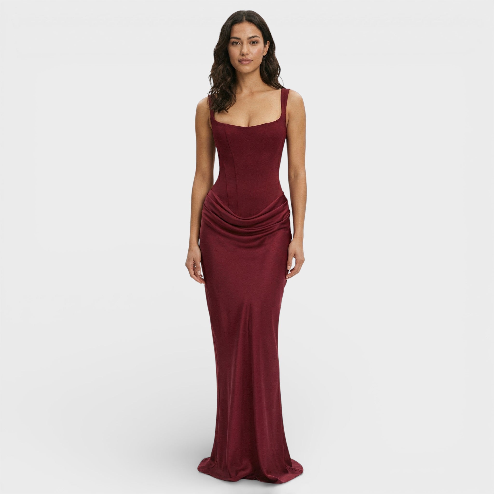 Elegante jurk | Mouwloos met open rug, geribbelde stof, lange jurk 0