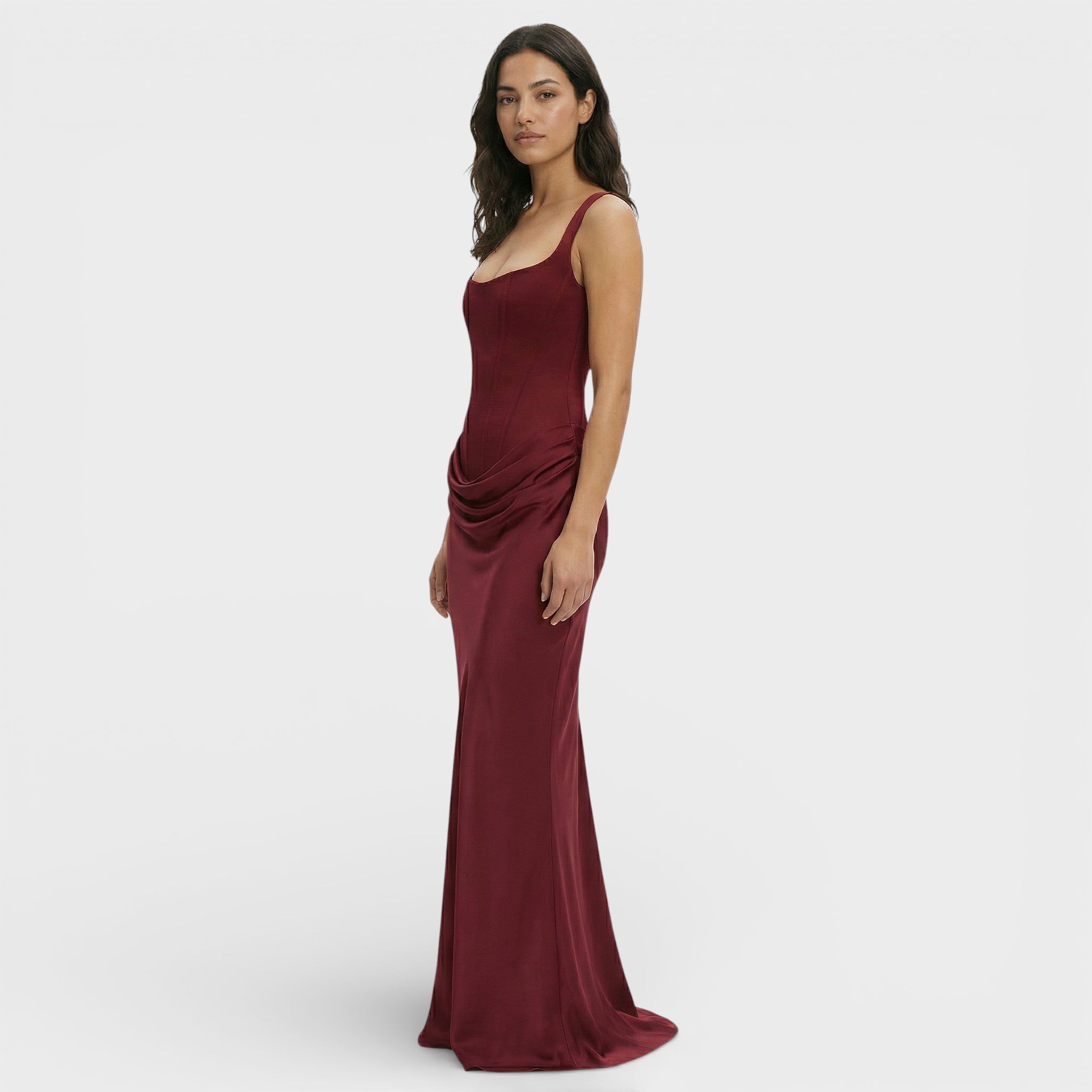 Elegante jurk | Mouwloos met open rug, geribbelde stof, lange jurk 1