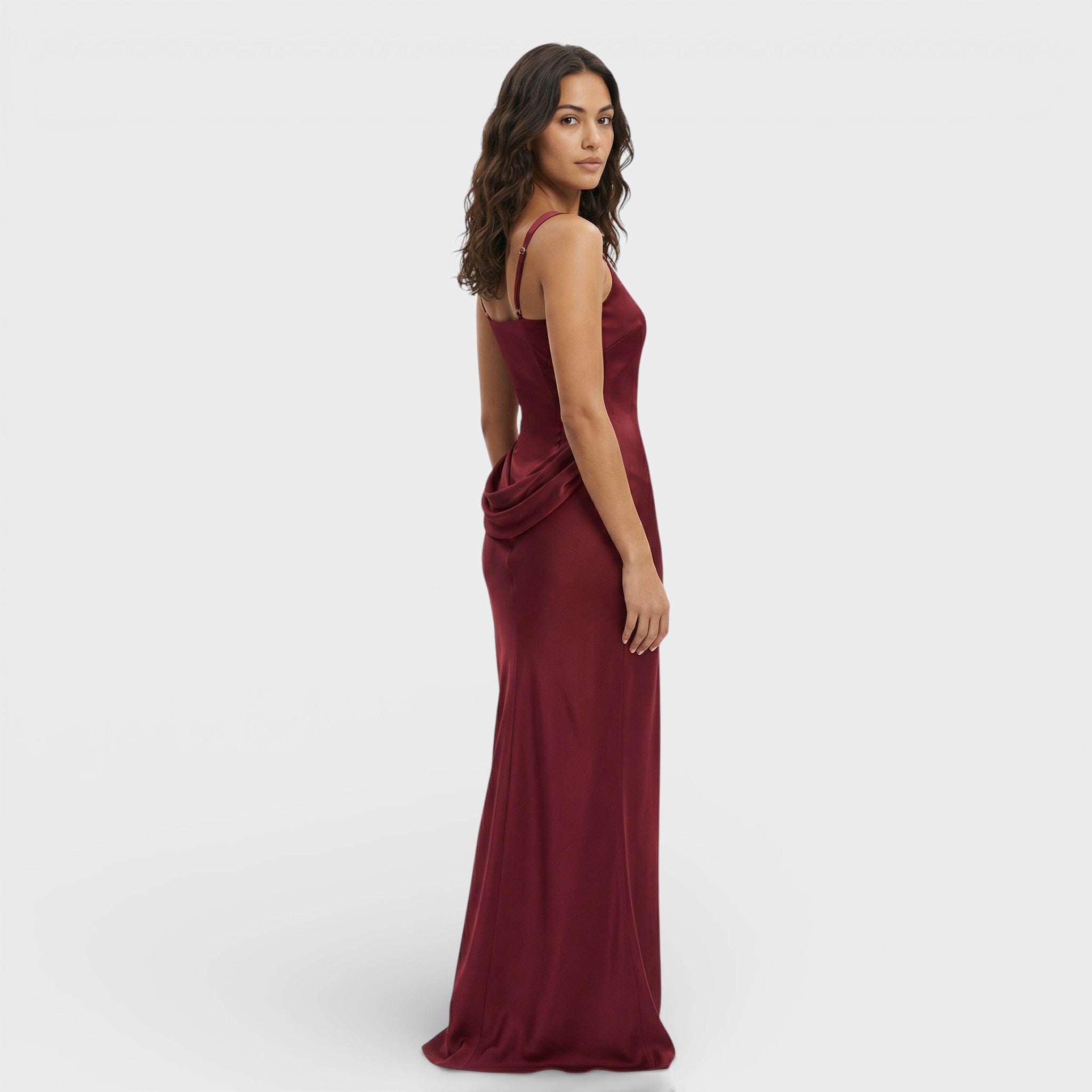Elegante jurk | Mouwloos met open rug, geribbelde stof, lange jurk 3