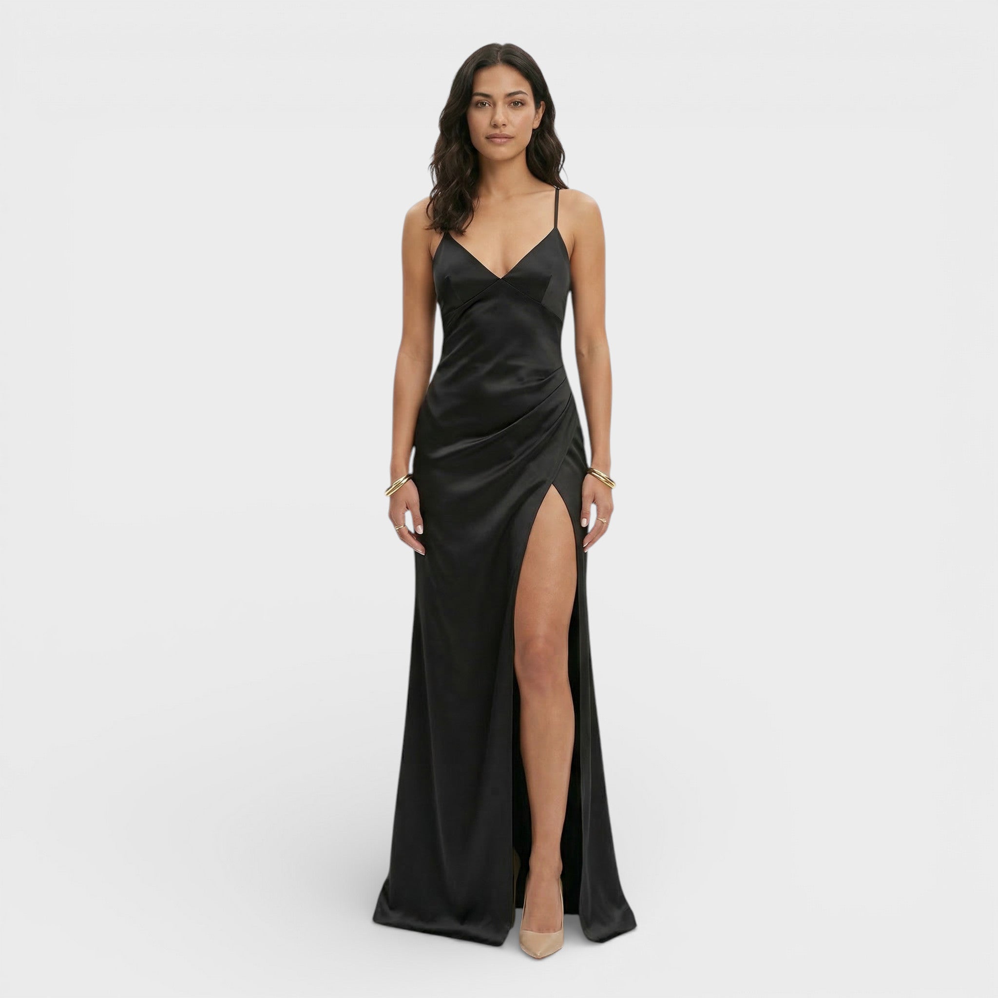 Elegante maxi jurk | V-hals, hoge split, dunne bandjes 4