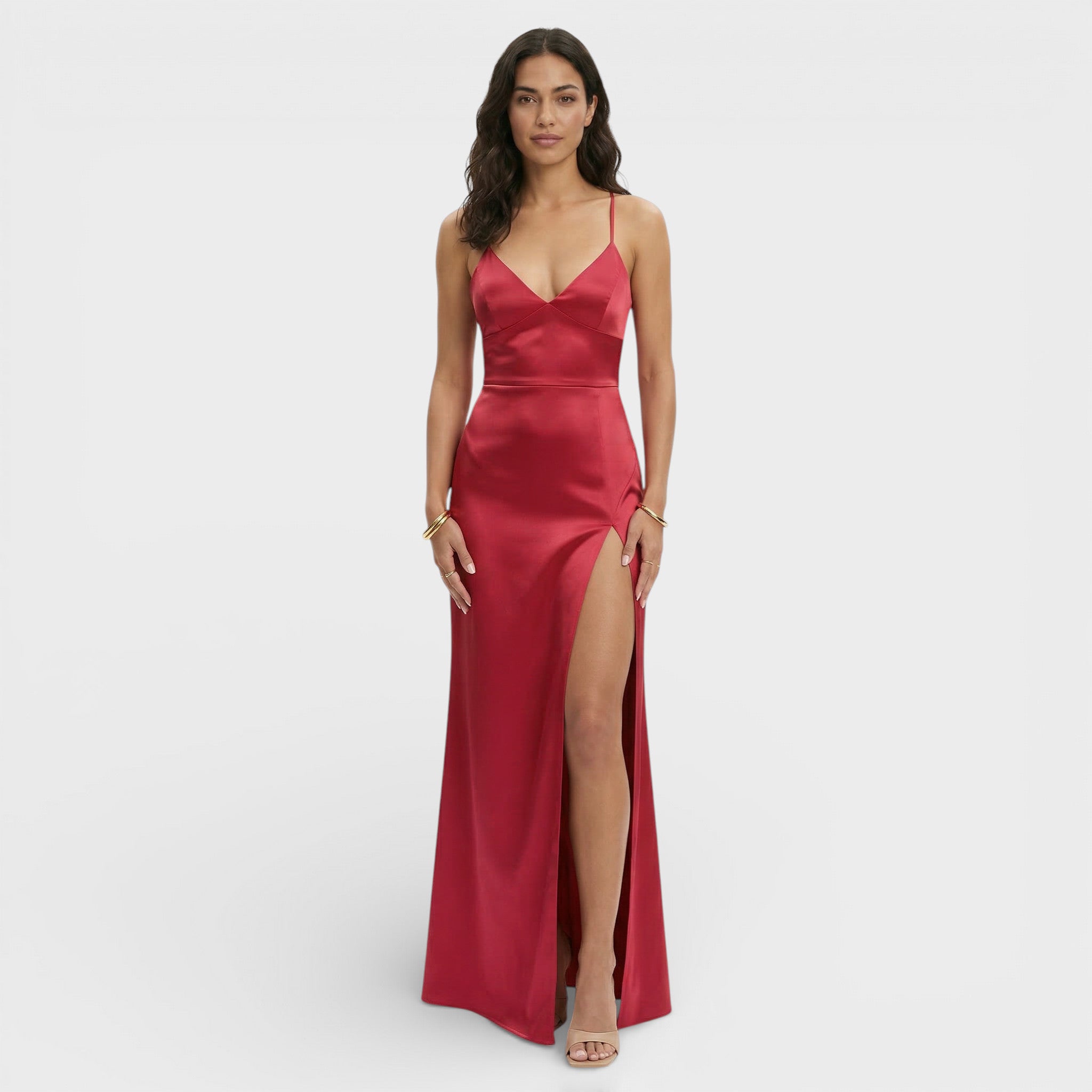 Elegante maxi jurk | V-hals, hoge split, dunne bandjes 5