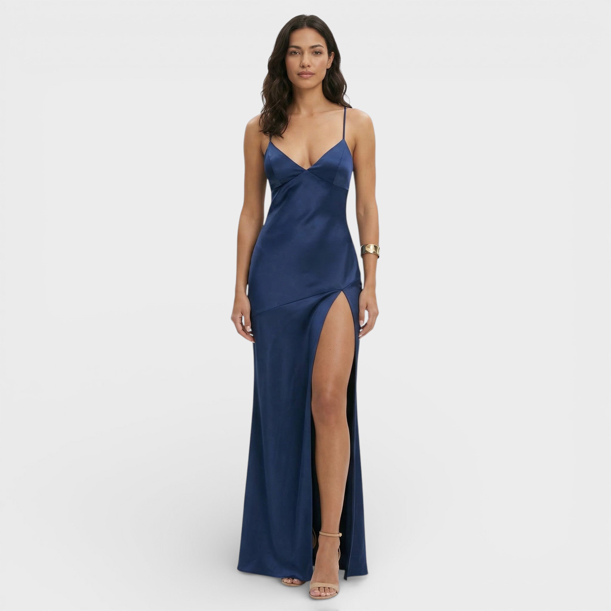 Elegante maxi jurk | V-hals, hoge split, dunne bandjes 7
