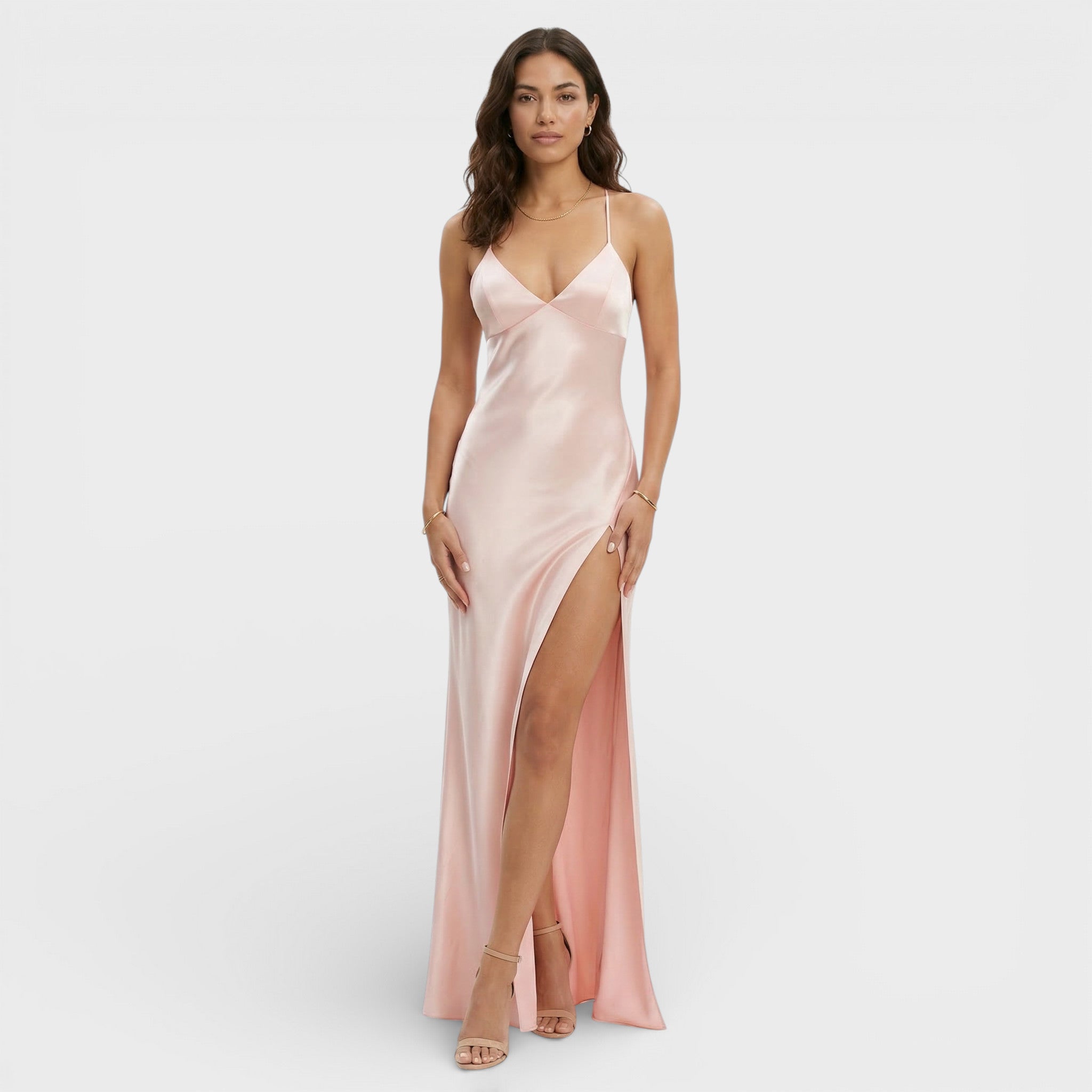 Elegante maxi jurk | V-hals, hoge split, dunne bandjes 9