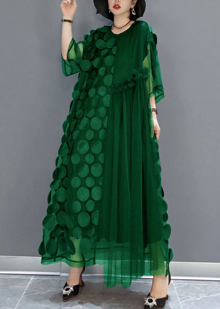 Elegante zwarte tule jurk | O-hals, asymmetrische halve mouwen, losvallende pasvorm 4