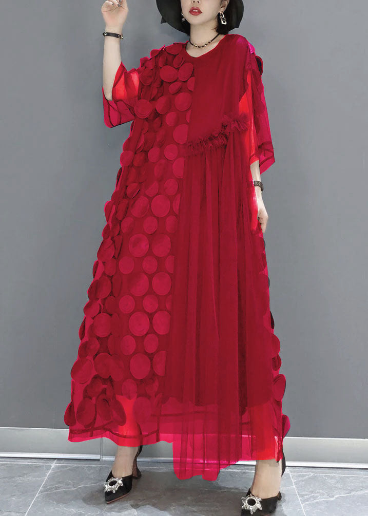 Elegante zwarte tule jurk | O-hals, asymmetrische halve mouwen, losvallende pasvorm 7