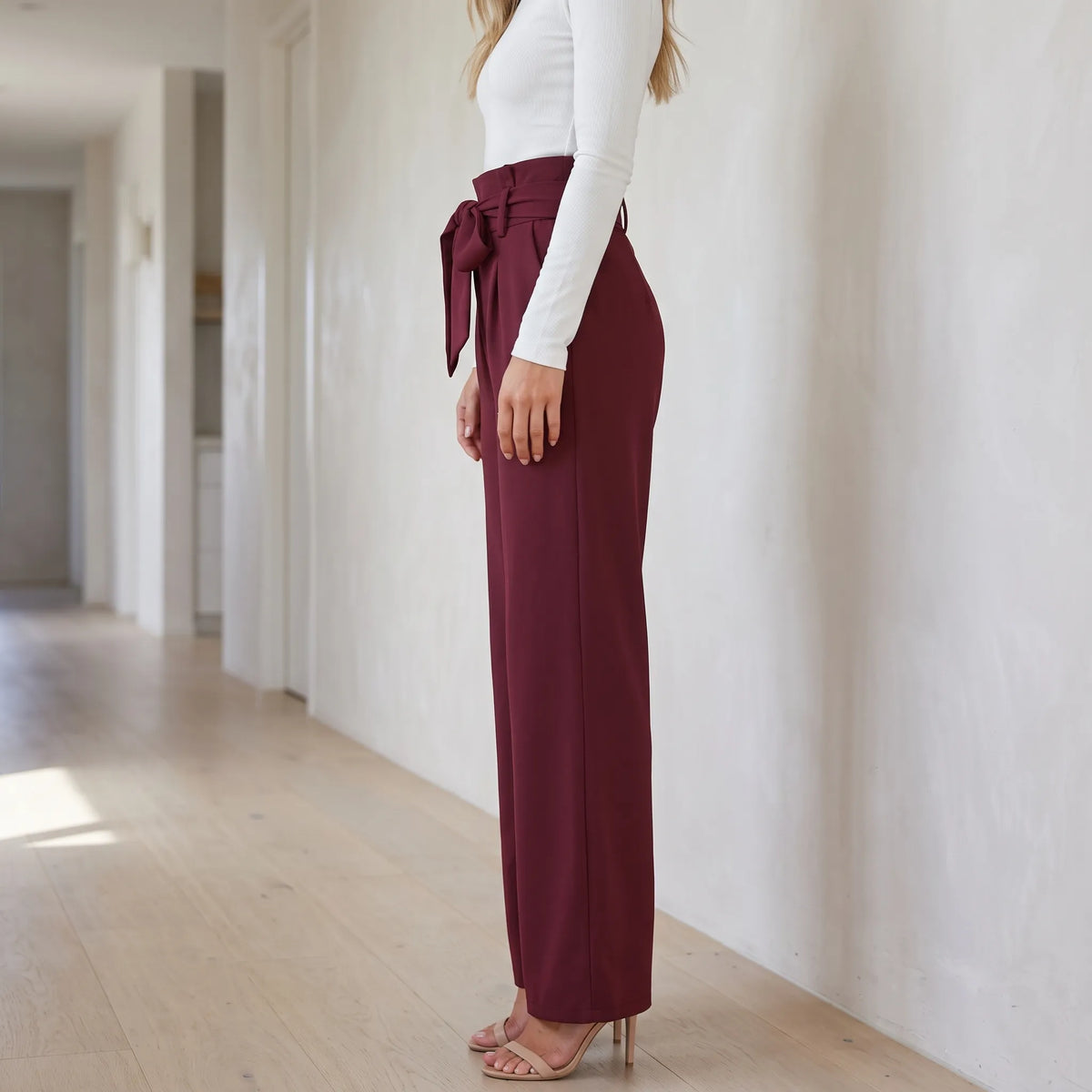 Elise | Elegante Palazzo Broek Met Strikceintuur