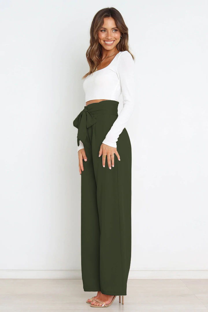 Elise | Elegante Palazzo Broek Met Strikceintuur