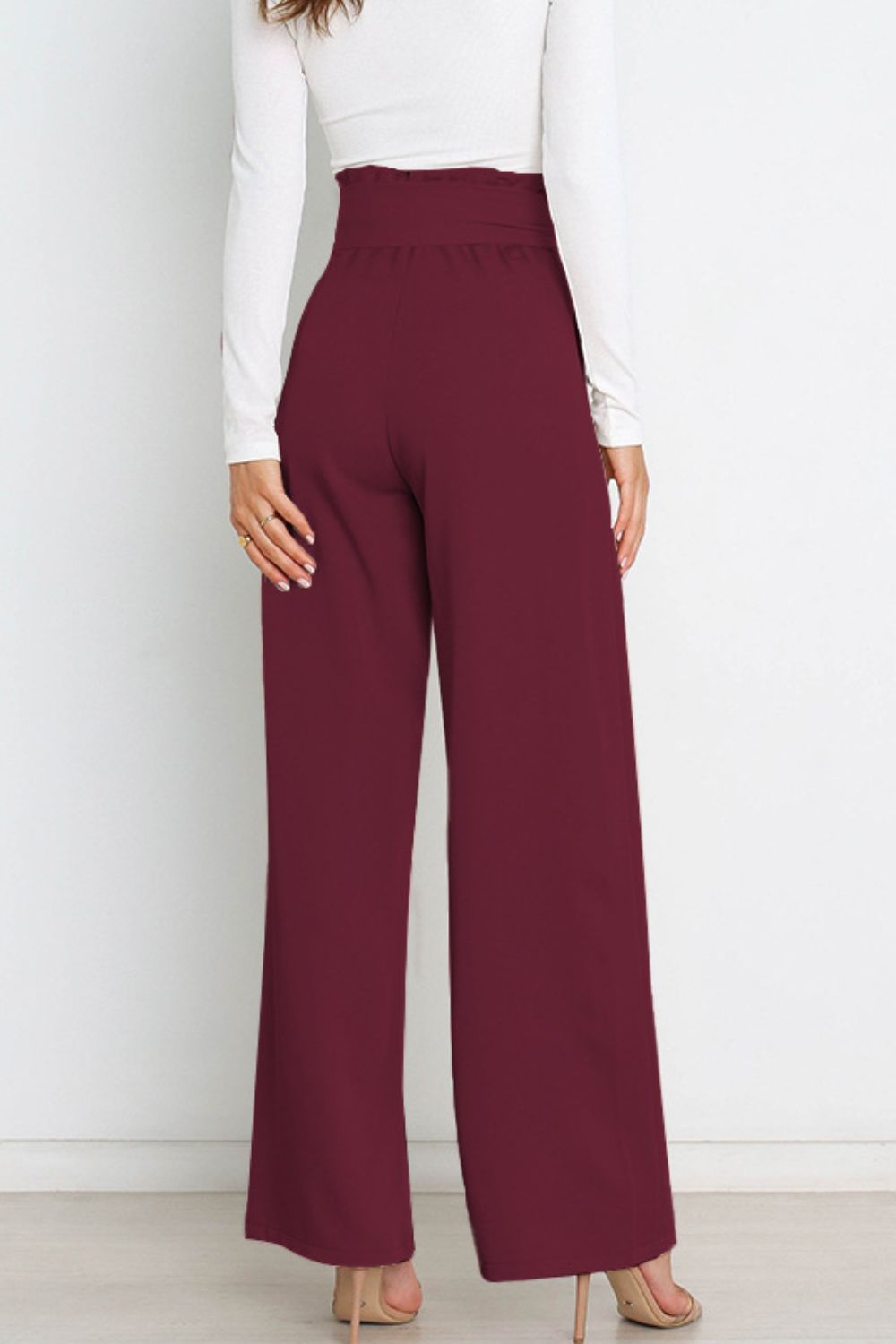 Elise | Elegante Palazzo Broek Met Strikceintuur
