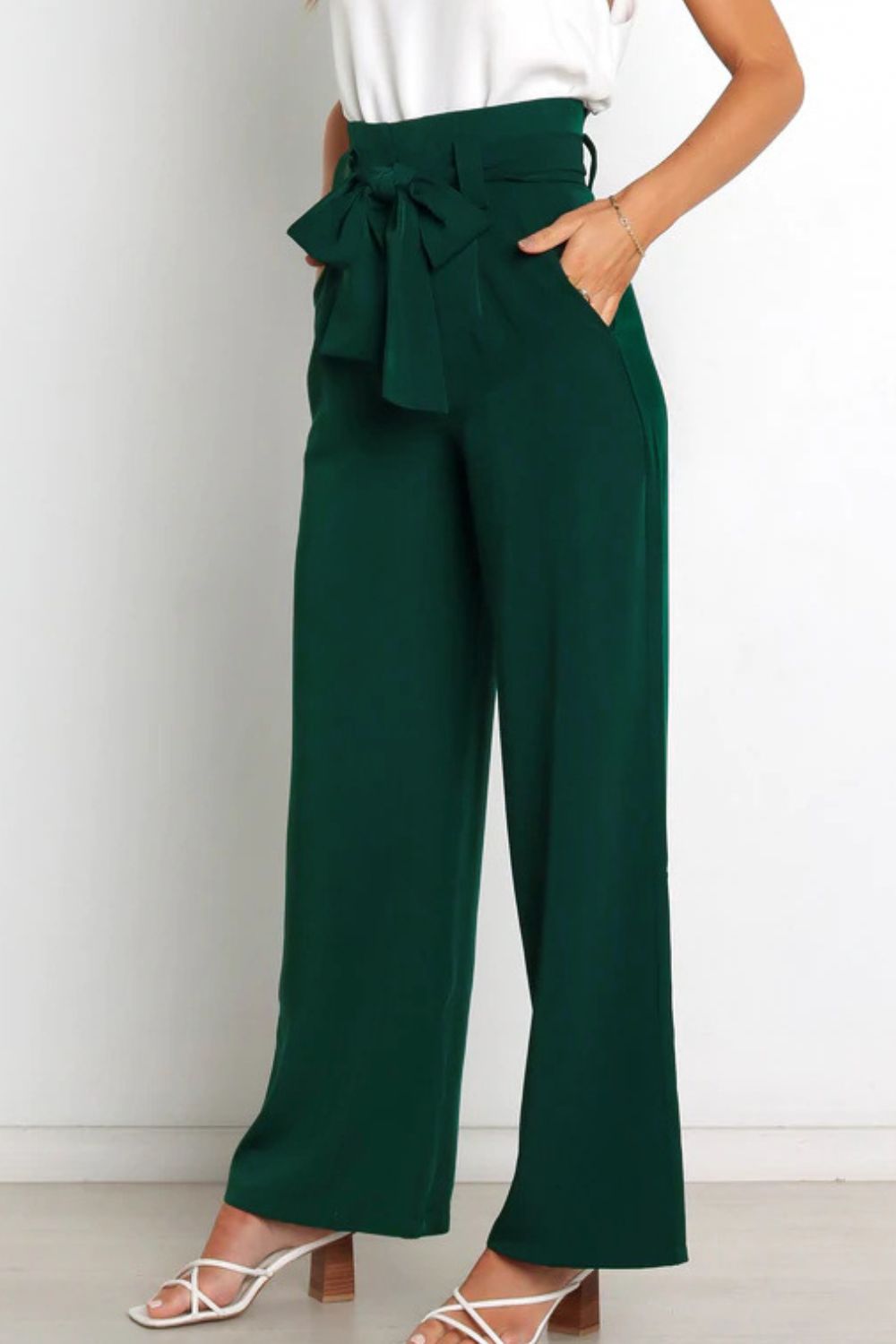 Elise | Elegante Palazzo Broek Met Strikceintuur