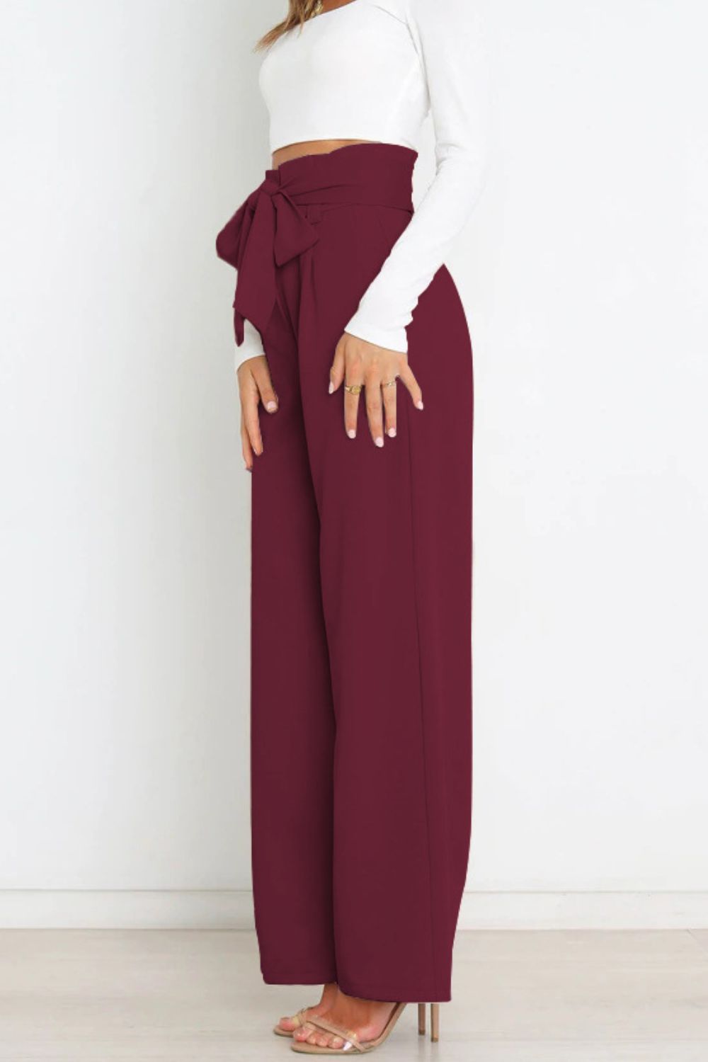 Elise | Elegante Palazzo Broek Met Strikceintuur