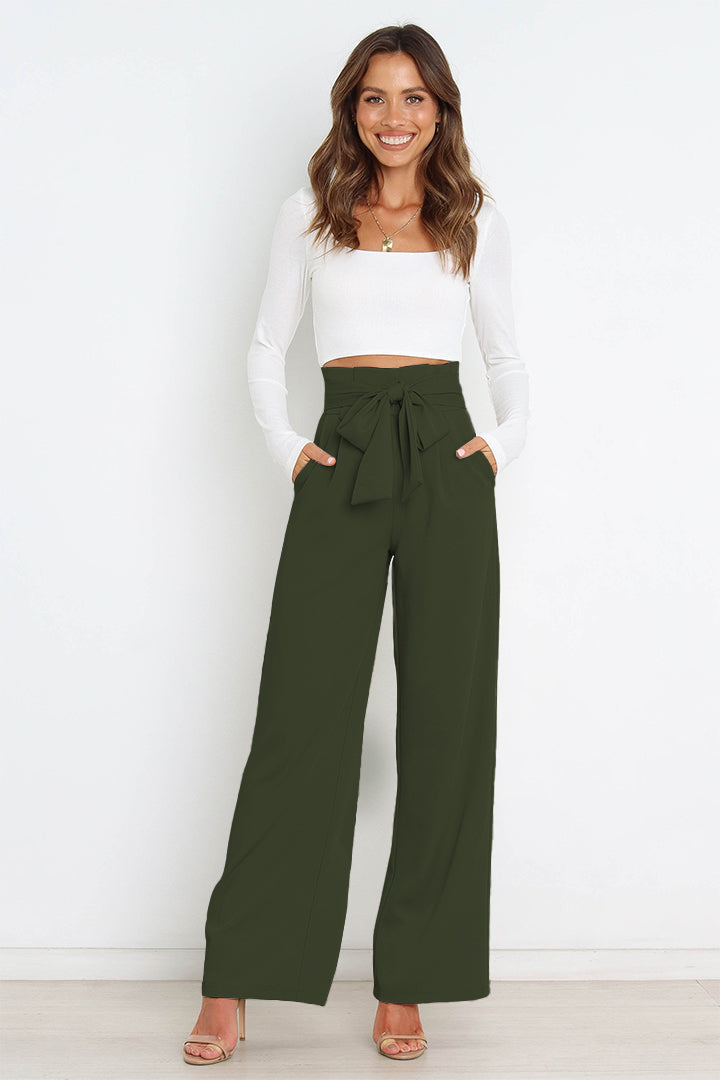 Elise | Elegante Palazzo Broek Met Strikceintuur