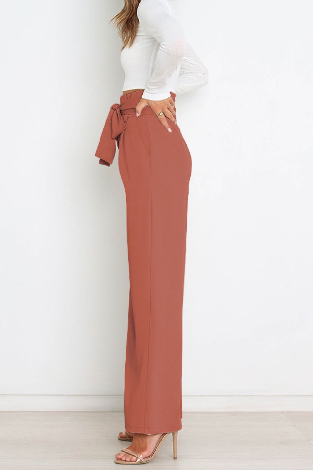 Elise | Elegante Palazzo Broek Met Strikceintuur