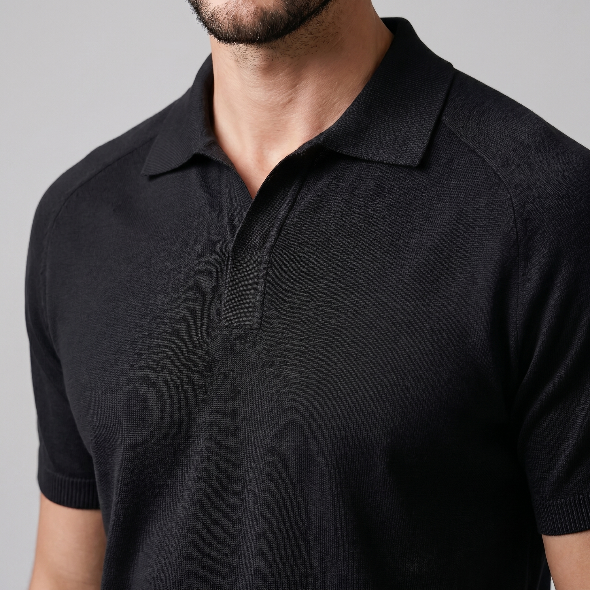 Fijngebreid Poloshirt Heren Met Open Kraag | Navando