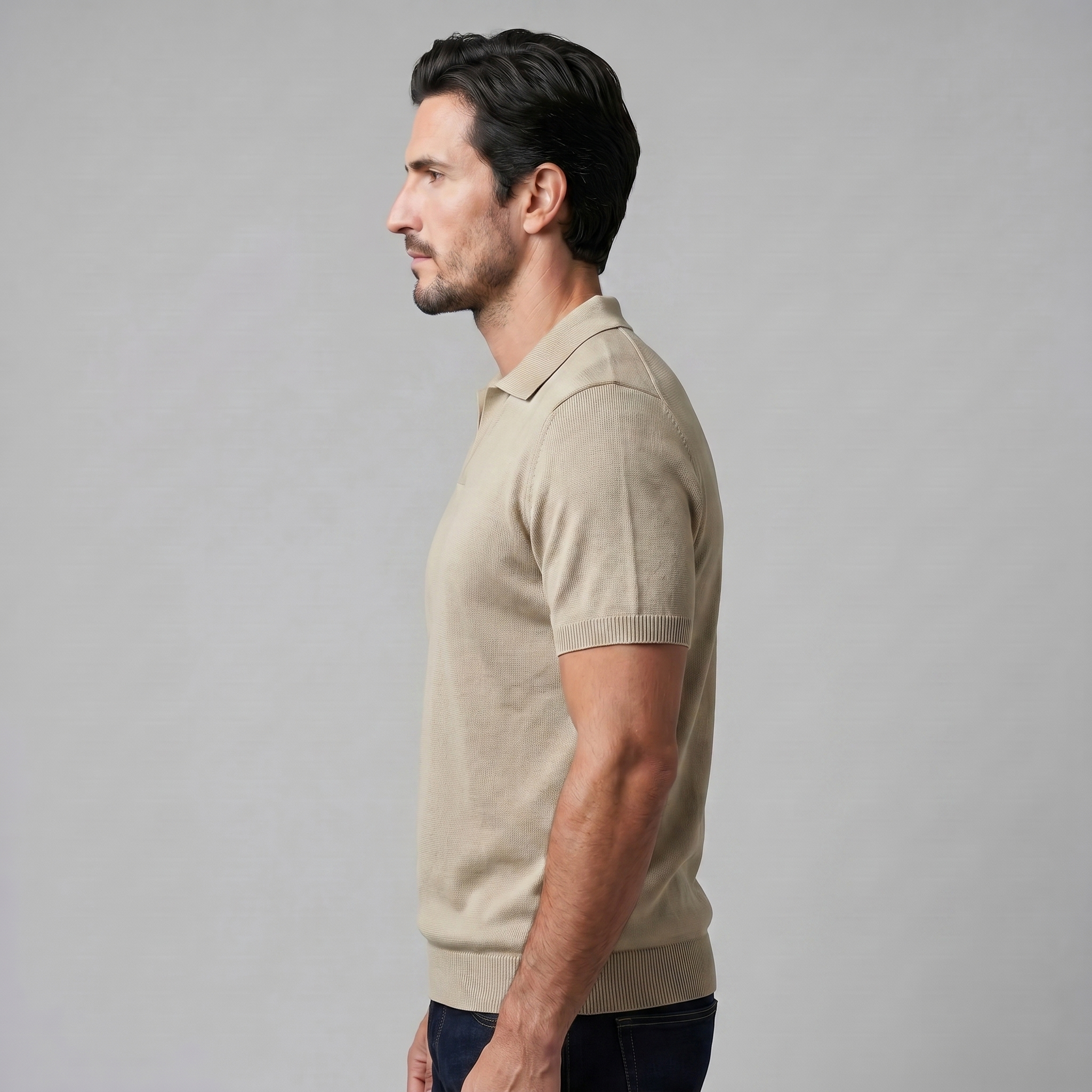 Fijngebreid Poloshirt Heren Met Open Kraag | Navando
