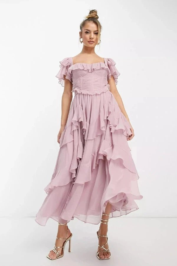 Freyna | Vederlicht chiffon co-ord set met gelaagde lagen 0