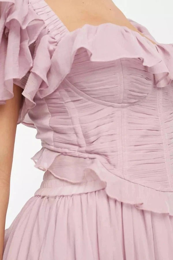 Freyna | Vederlicht chiffon co-ord set met gelaagde lagen 3
