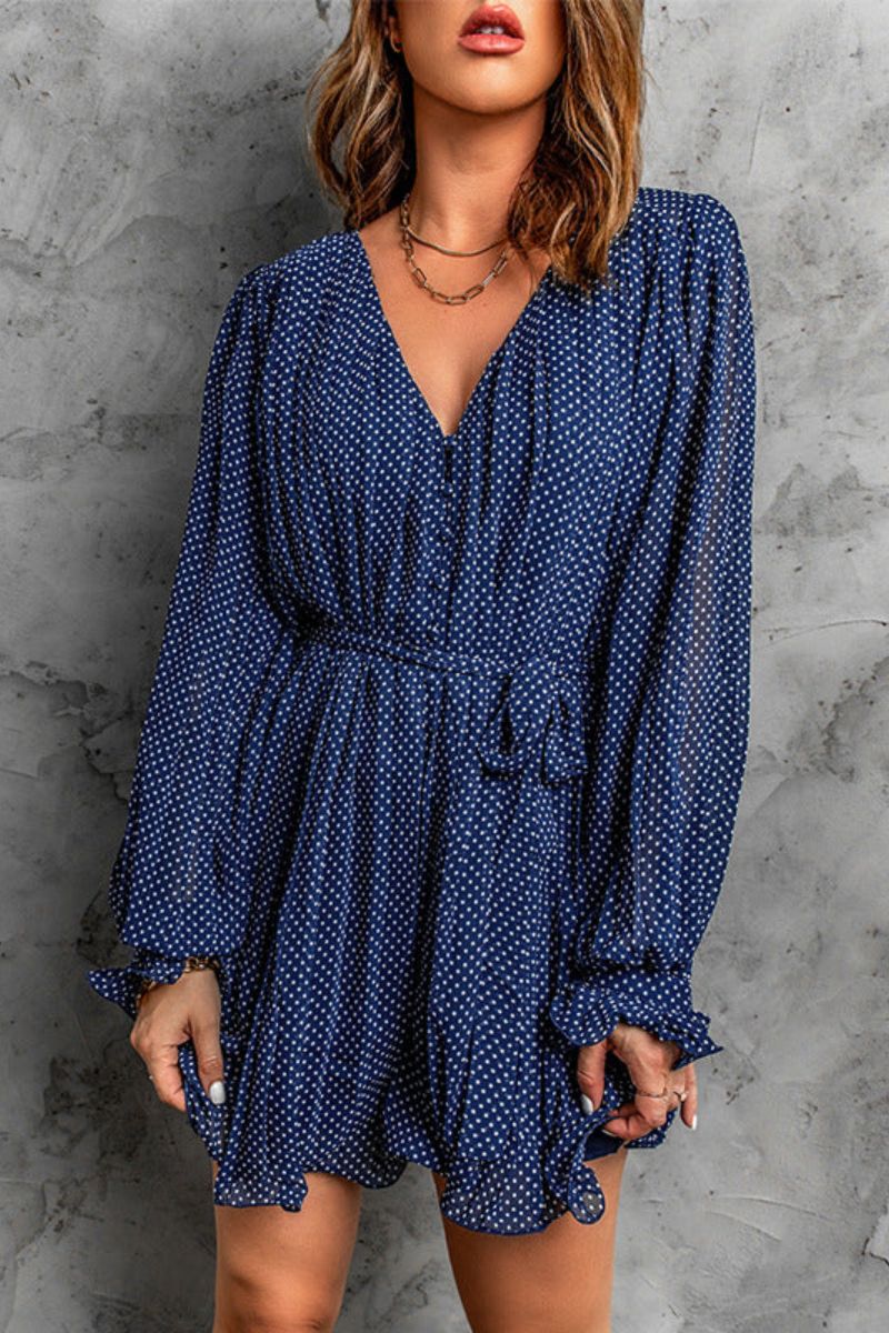 Dahlia - Getailleerde Mini Jurk met Lange Mouwen en V-Hals voor Dames