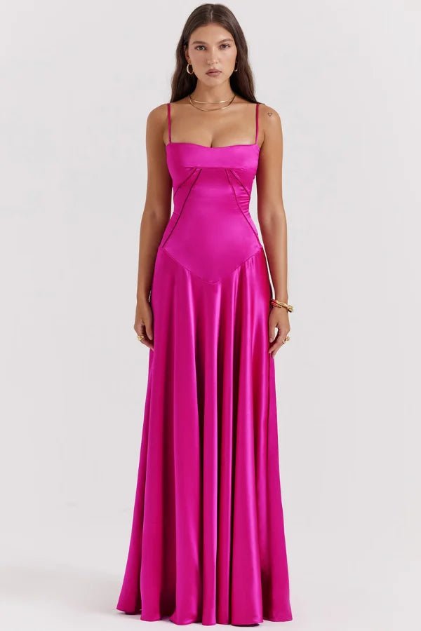Gabriella | Zijdeachtig satijnen maxi-jurk met korsetdetail 10