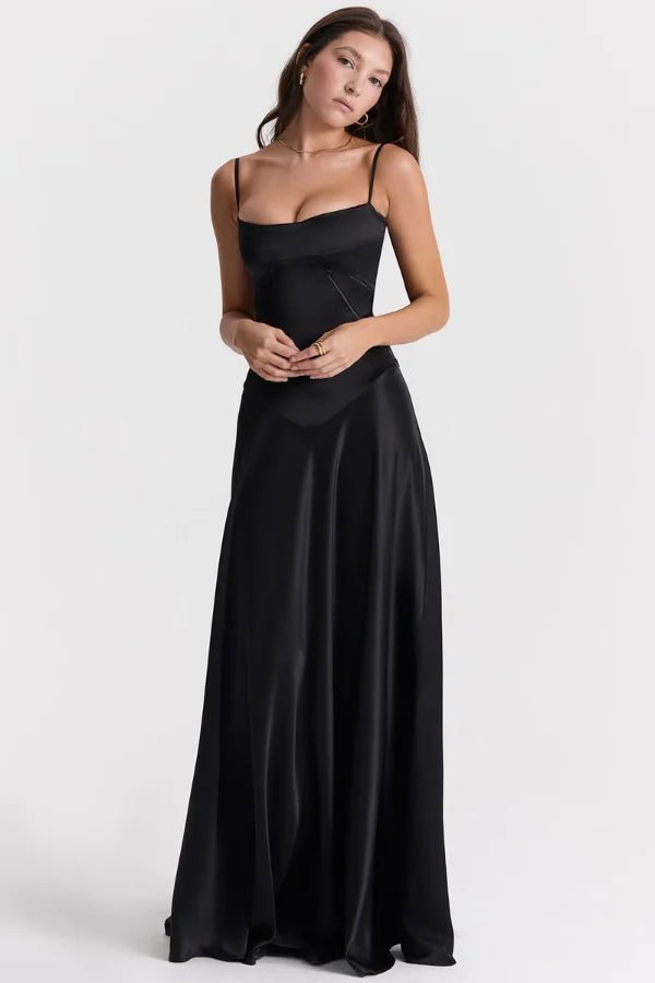 Gabriella | Zijdeachtig satijnen maxi-jurk met korsetdetail 3