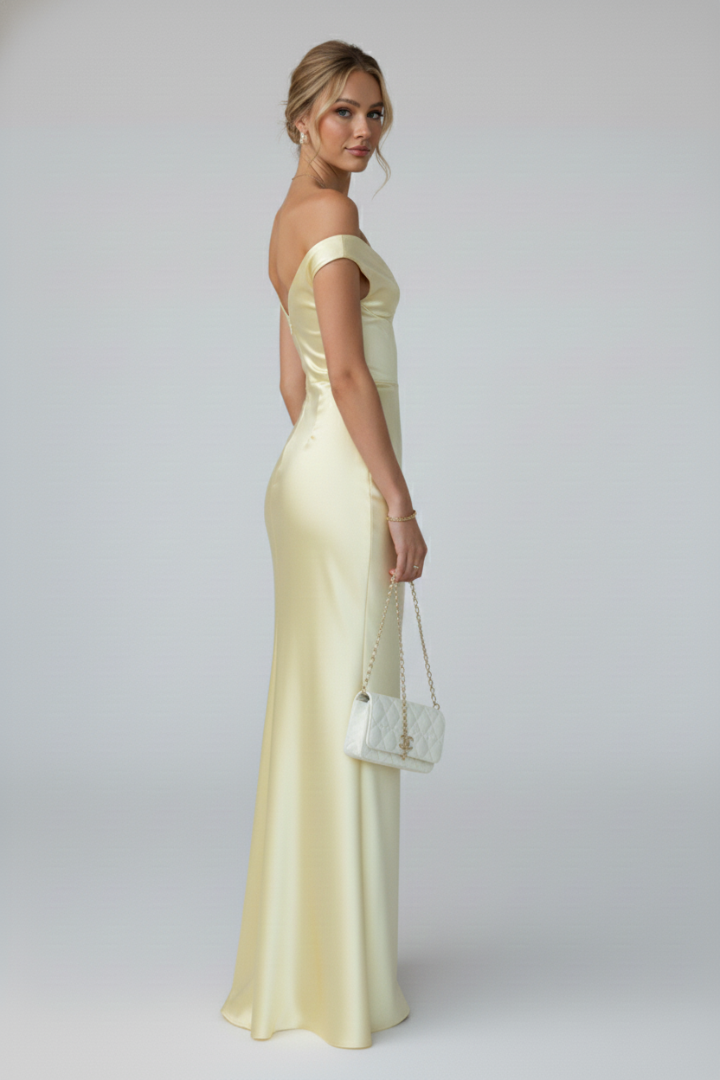 Gele Off Shoulder Maxi Jurk | Navando 