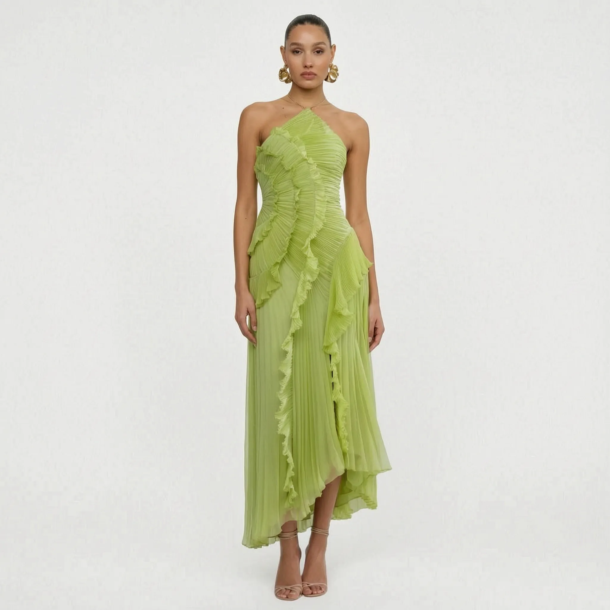 Geplooide Asymmetrische Jurk | Navando 