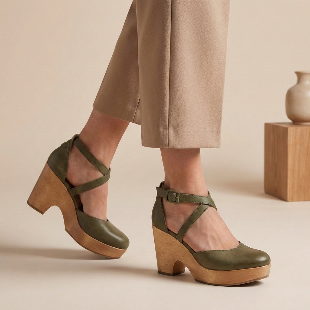 Gesloten Pump Met Kruisbandjes En Plateauzool | Navando