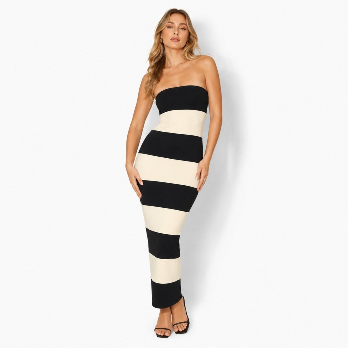 Gestileerde Strapless Maxi Jurk | Navando