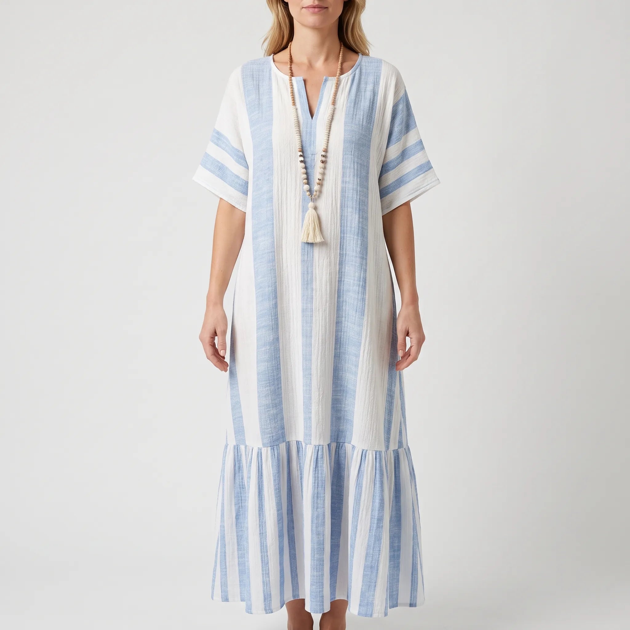 Gestreepte Luchtige Maxi Jurk | Navando 