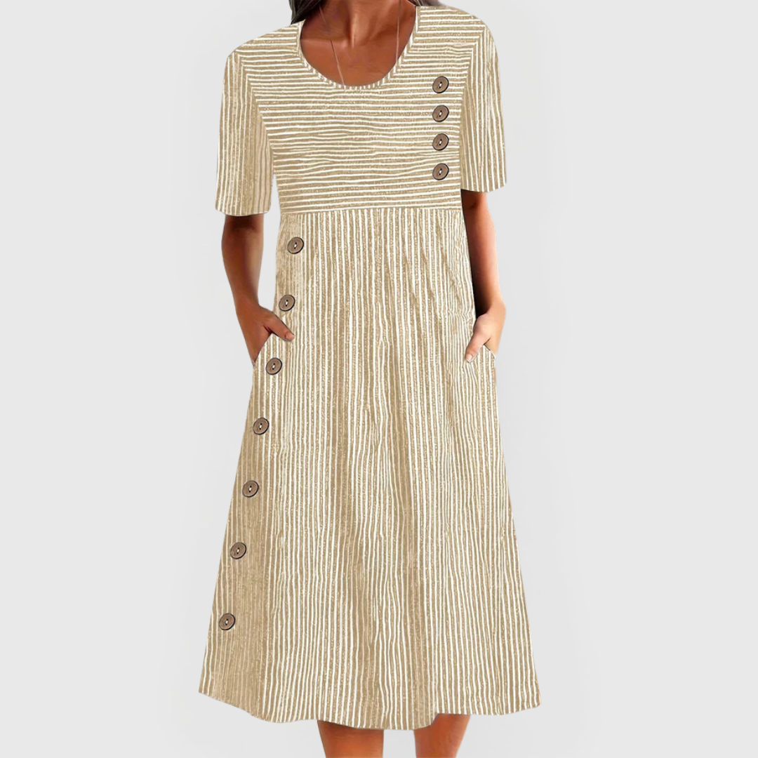 Gestreepte Midi-Jurk | Navando