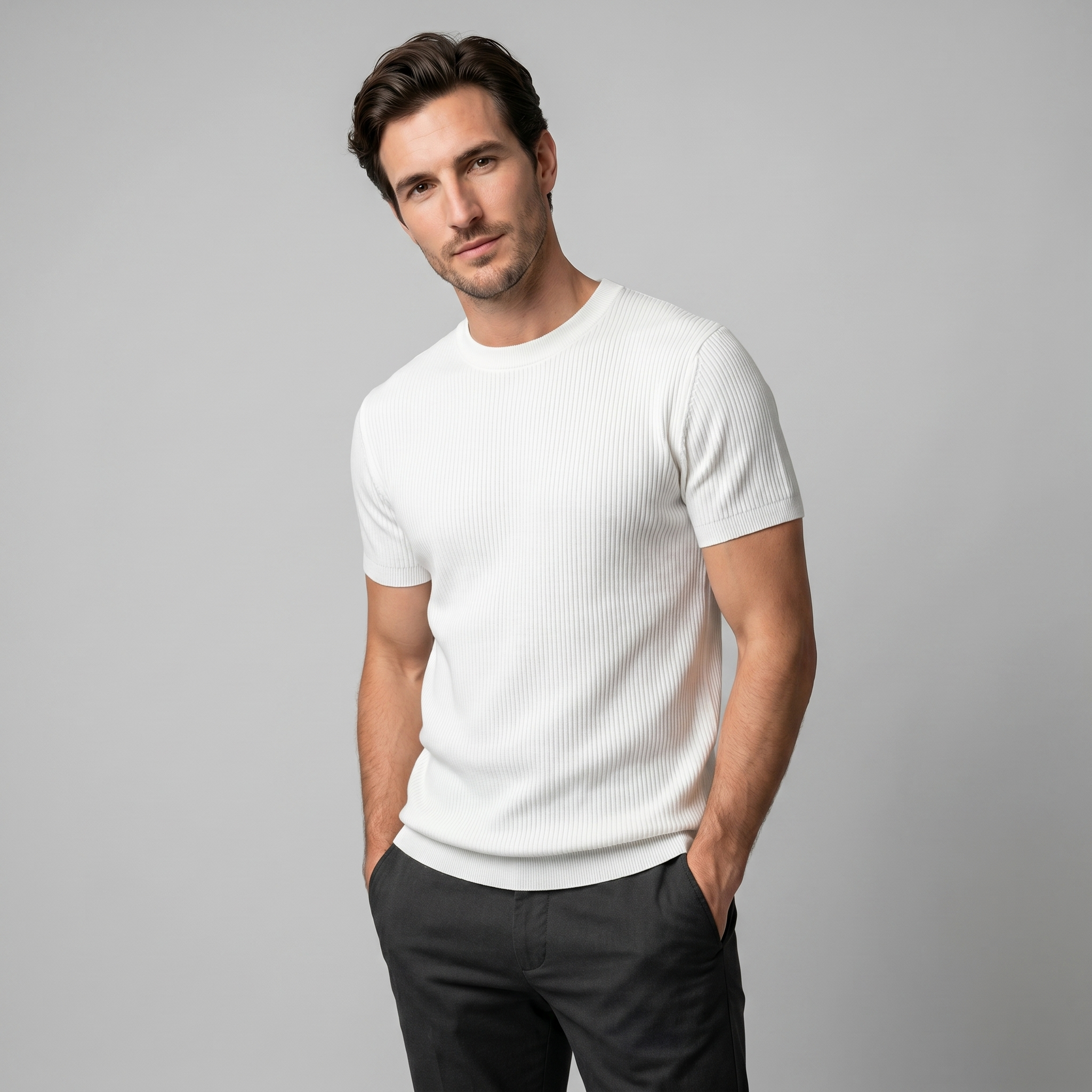 Gestructureerd Gebreid T-Shirt | Navando