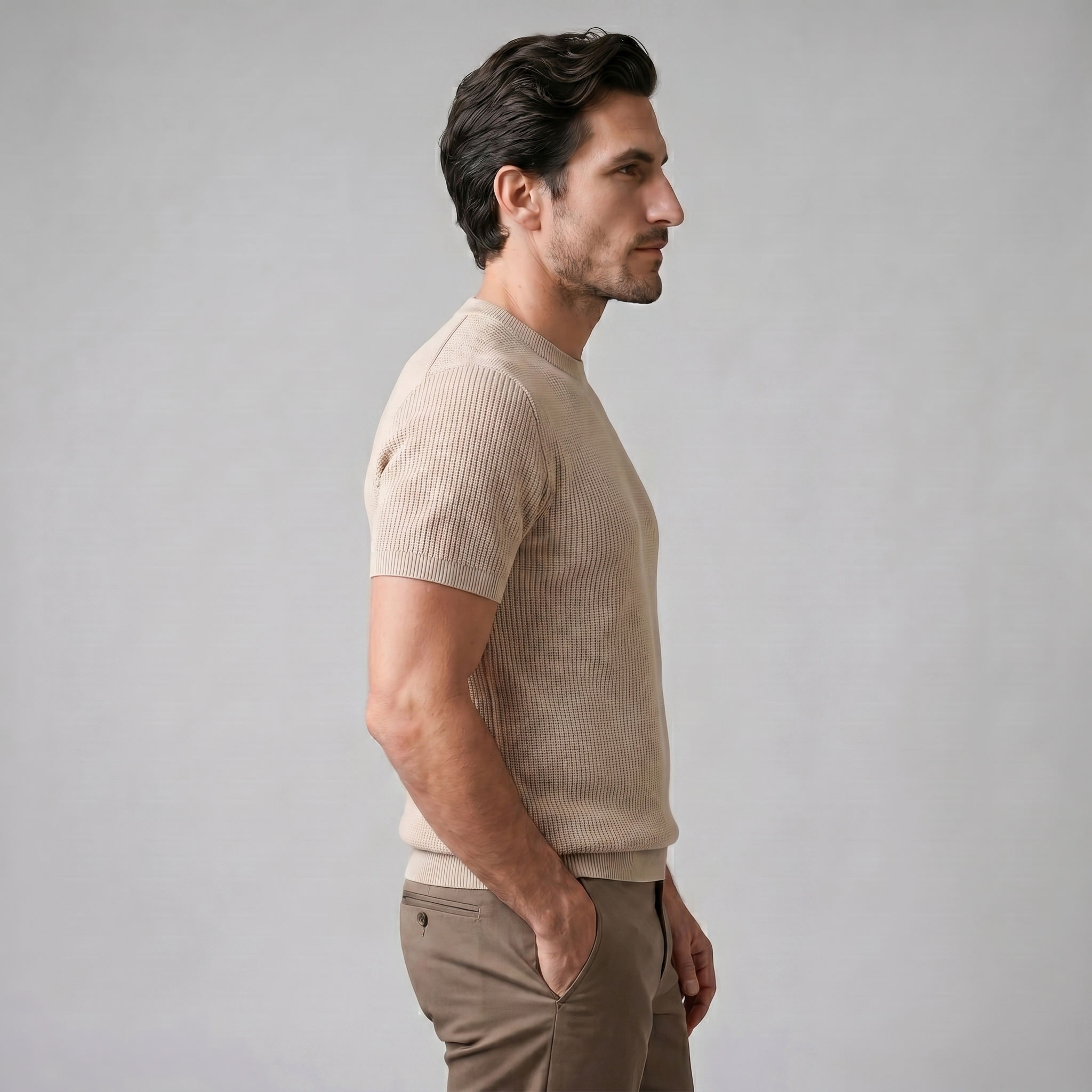 Gestructureerd Gebreid T-Shirt | Navando