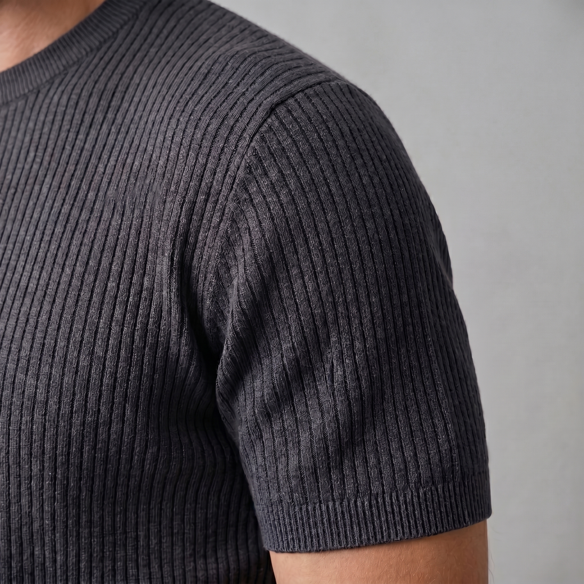 Gestructureerd Gebreid T-Shirt | Navando