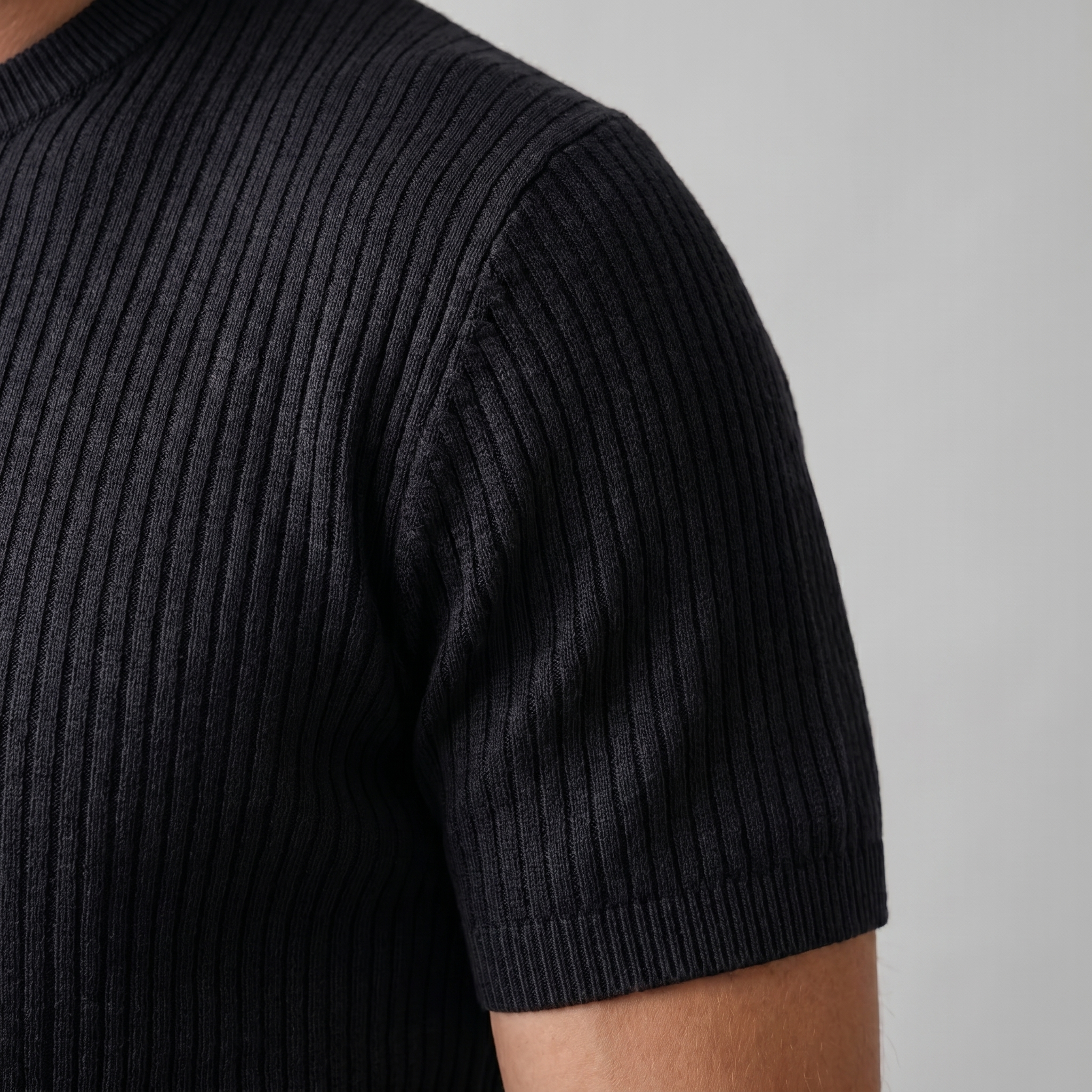 Gestructureerd Gebreid T-Shirt | Navando