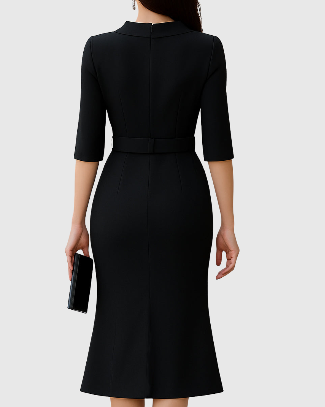 Gestructureerde Asymmetrische Formele Midi Jurk | Navando 