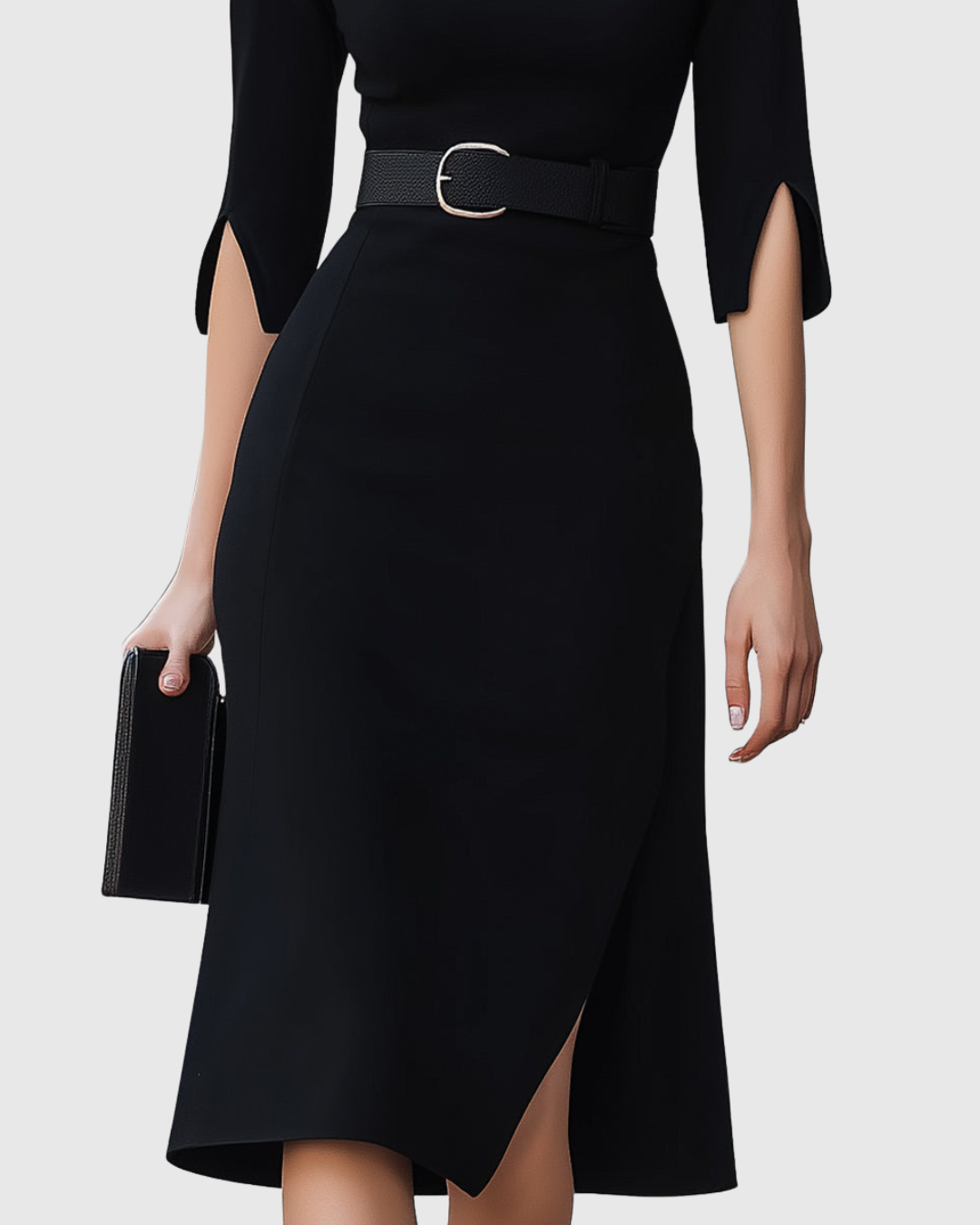Gestructureerde Asymmetrische Formele Midi Jurk | Navando 