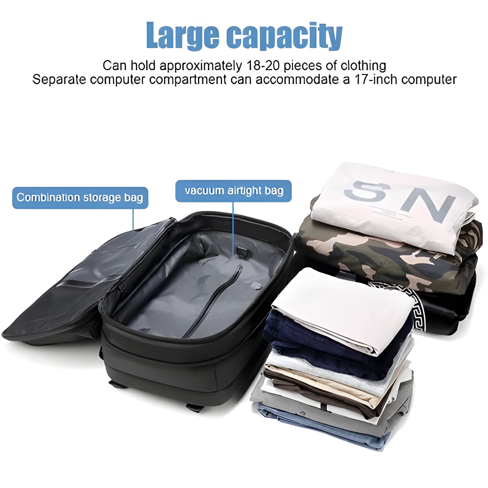 Gestructureerde Vacuum Rugzak Voor Handbagage | Navando