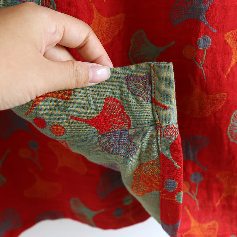 Ginkgo | Tweekleurige katoenen kimono gewaad 8