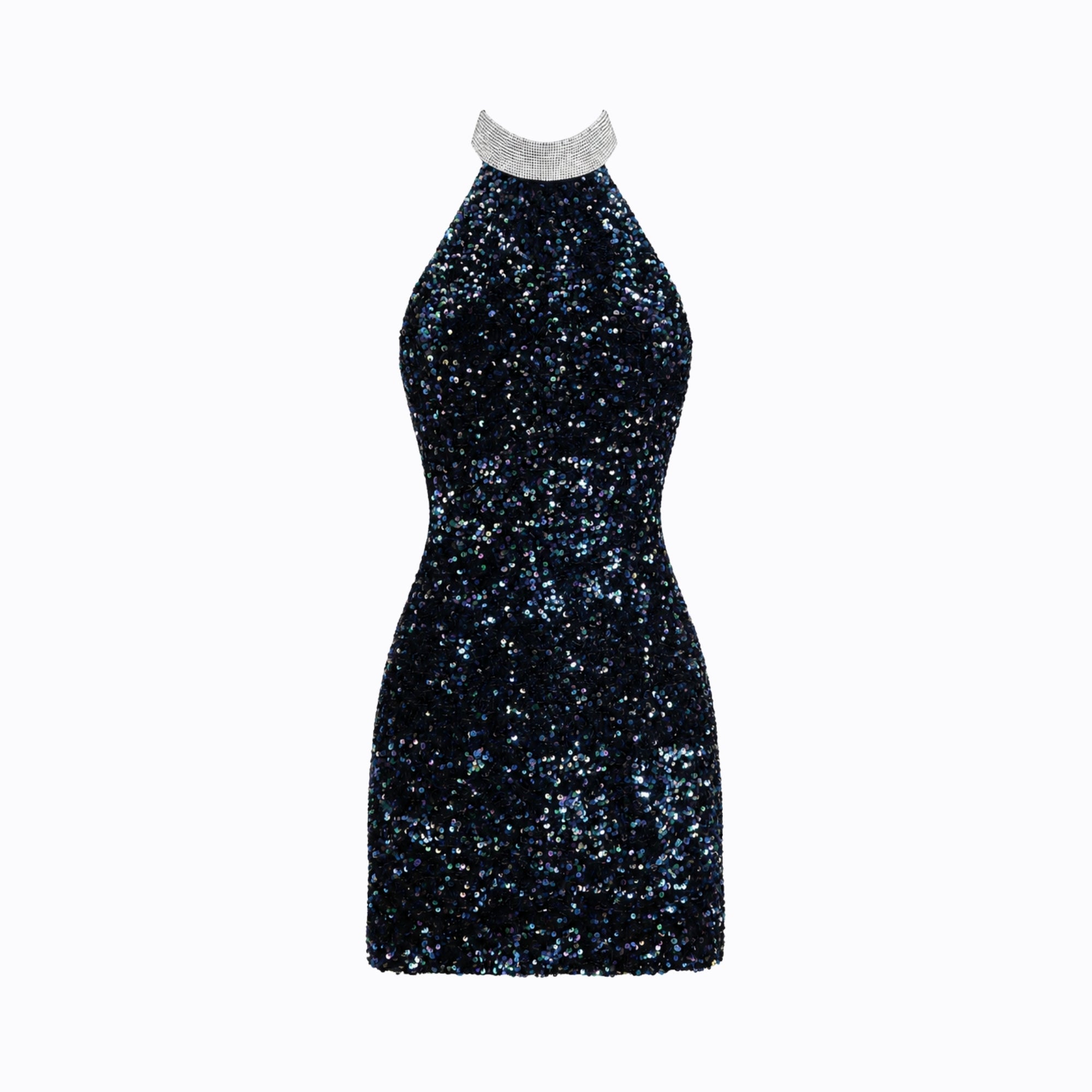 Glinsterende Halter Mini Jurk | Navando