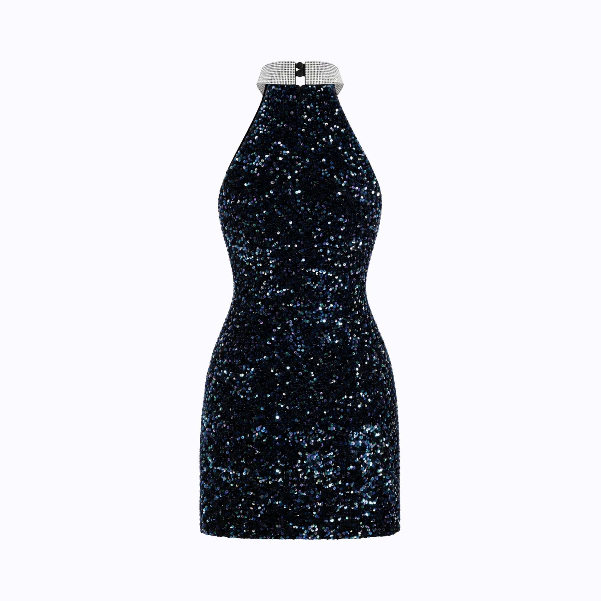 Glinsterende Halter Mini Jurk | Navando