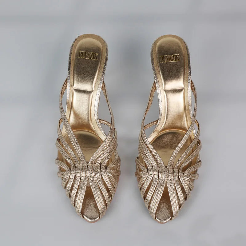 Gouden Stiletto Mule Met Puntneus | Navando 