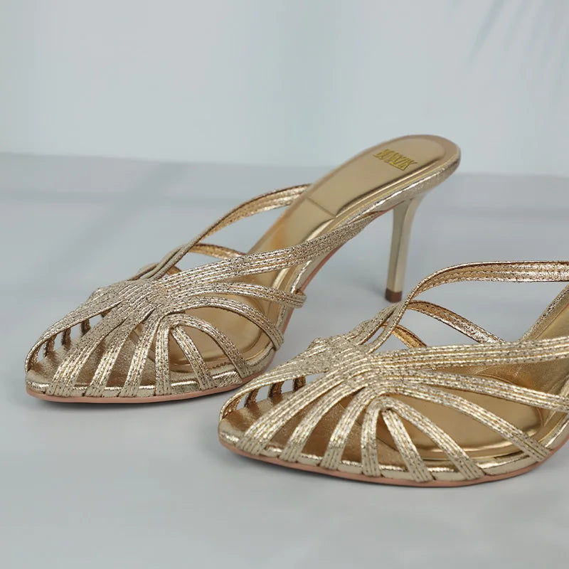 Gouden Stiletto Mule Met Puntneus | Navando 