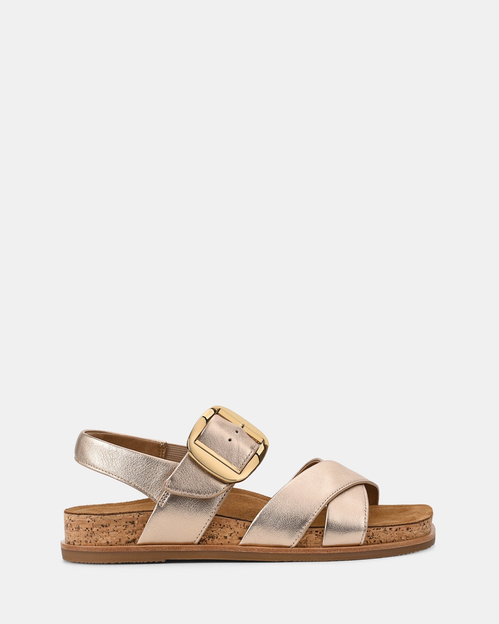 Goudkleurige Platte Sandaal | Navando