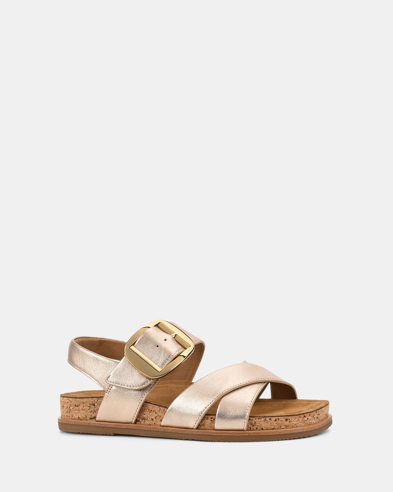 Goudkleurige Platte Sandaal | Navando