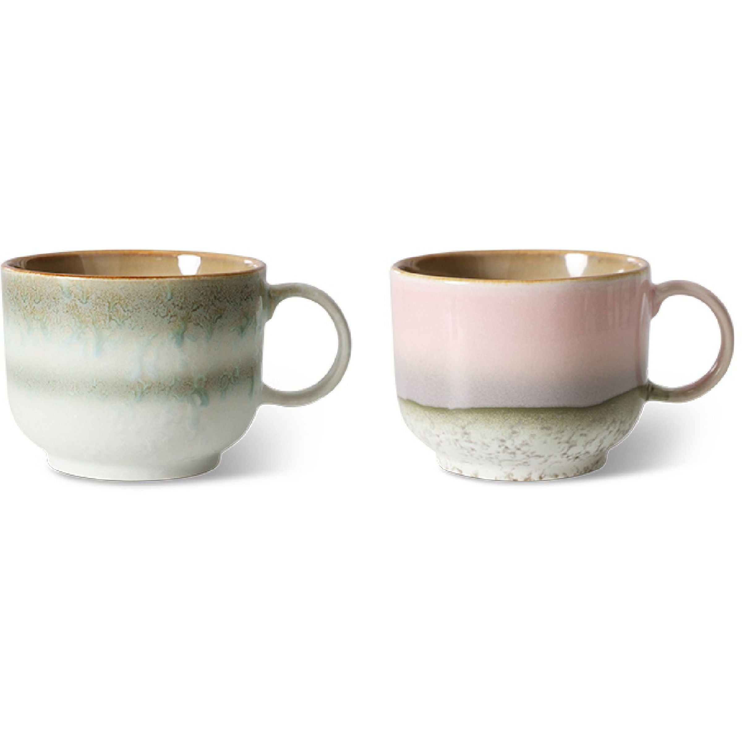 HK living 70's Keramiek theekopjes set van 2 0