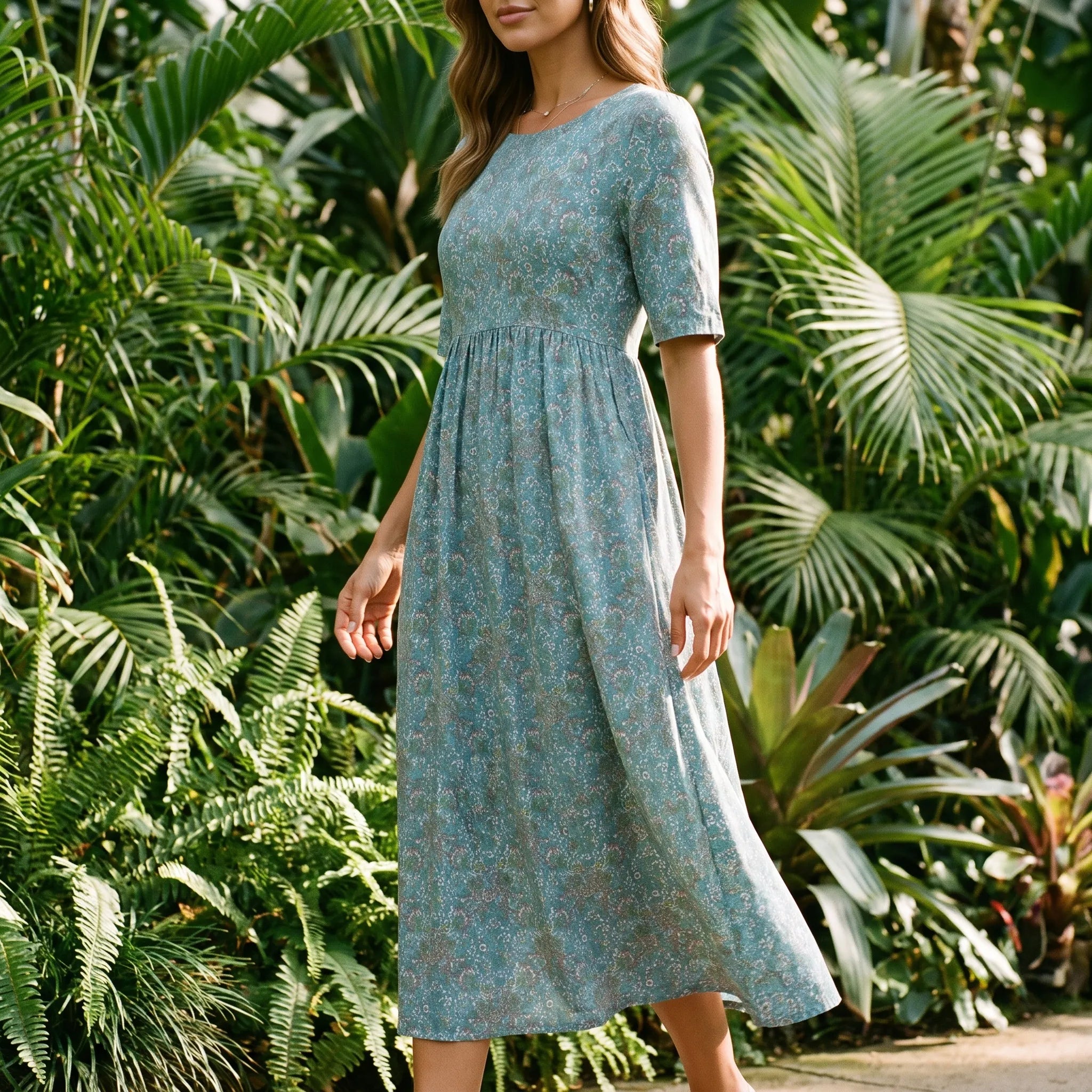Halflange Jurk Met Bloemenprint | Navando 