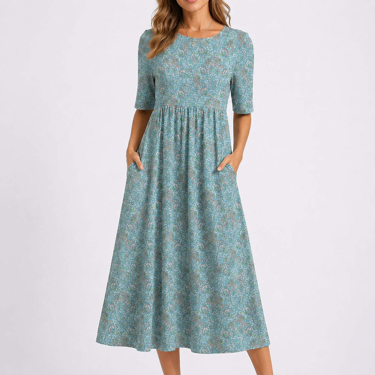 Halflange Jurk Met Bloemenprint | Navando 