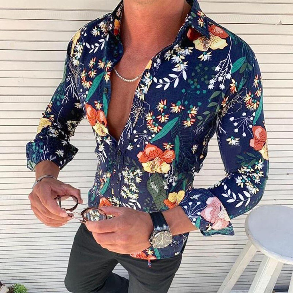 Hawaiiaans | Bloemenpatroon overhemd met lange mouwen 5
