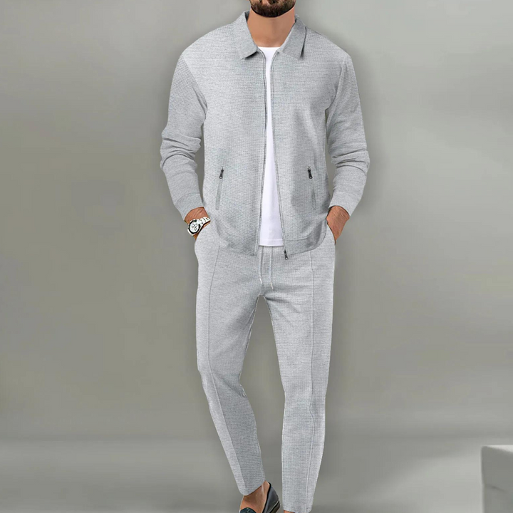 Heren tweedelig pak met opstaande kraag, colbert en slim fit pantalon 2